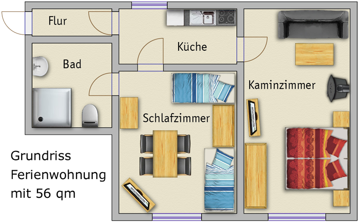 Grundriss Ferienwohnung Kribbelake Grundriss Ferienwohnung Kribbelake